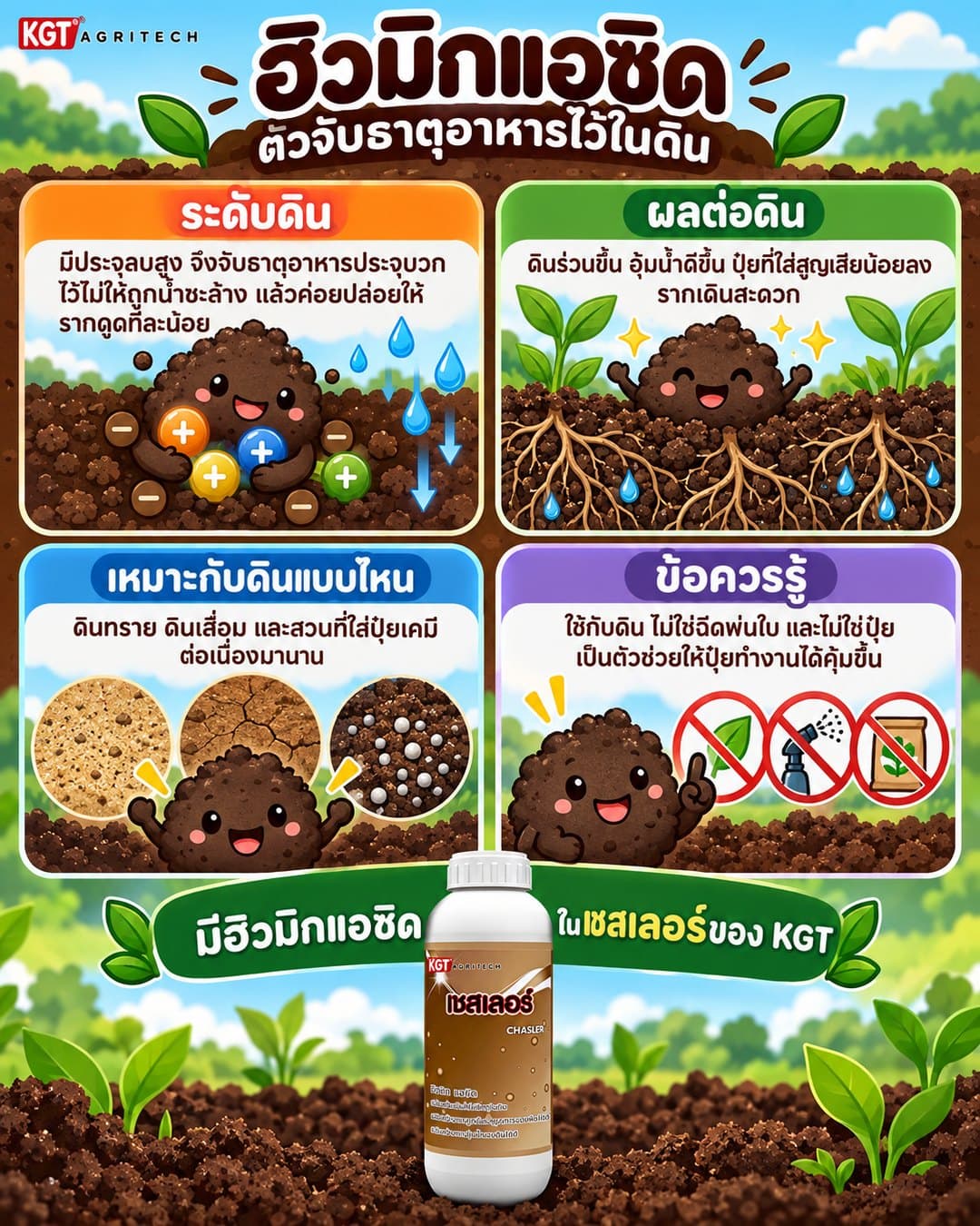 อินโฟกราฟิกธาตุฮิวมิกแอซิด โดย KGT Agritech